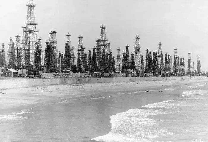 Framed Print : Oil Wells. (Original Caption). Industry oil Framed Print : Oil Wells. (Original Caption). Industry oil