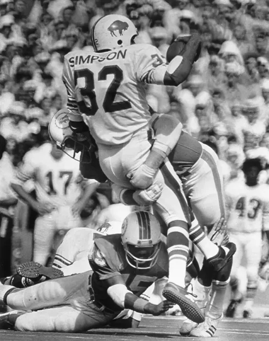 Framed Print : O.J. Simpson Tackled by Dolphin's Defense Framed Print : O.J. Simpson Tackled by Dolphin's Defense