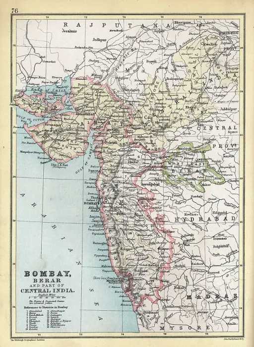 Framed Print : Old Antique map of Bombay, Berar and part of central India, 1890s, 19th Century Framed Print : Old Antique map of Bombay, Berar and part of central India, 1890s, 19th Century