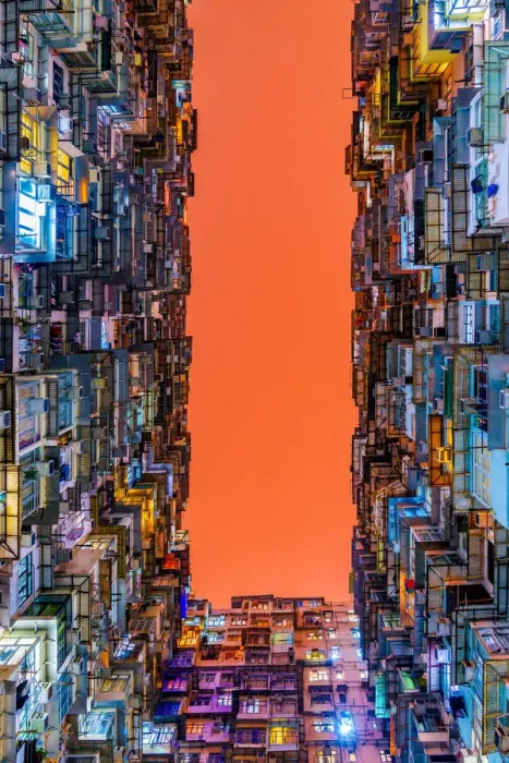 Framed Print : Old apartment buildings in Hong Kong Framed Print : Old apartment buildings in Hong Kong