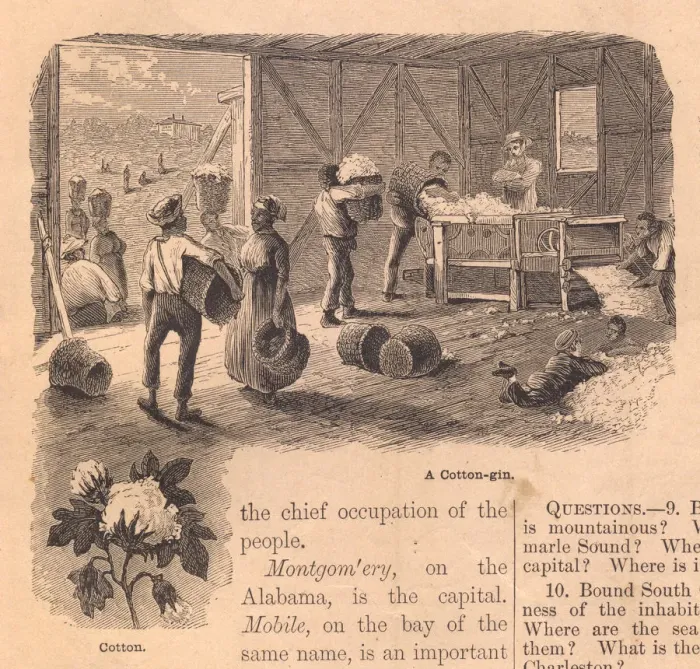 Framed Print : Old, Black and White Illustration of Cotton Gin, From 1800 s Framed Print : Old, Black and White Illustration of Cotton Gin, From 1800 s