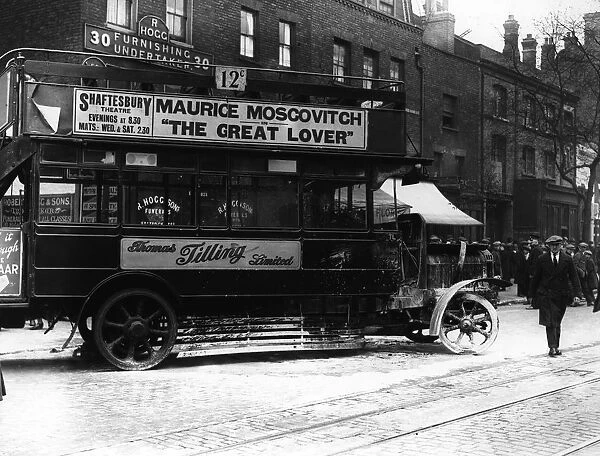 Old Bus. May 1926: A Thomas Tilling Ltd bus with bonnet up