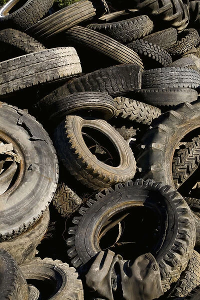 Old car tyres, material for recycling