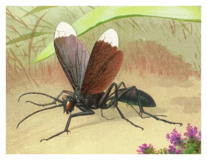 Framed Print : Old chromolithograph illustration of insect, Spider wasp - Pepsis is a genus of spider wasps belonging to the family Pompilidae Framed Print : Old chromolithograph illustration of insect, Spider wasp - Pepsis is a genus of spider wasps belonging to the family Pompilidae