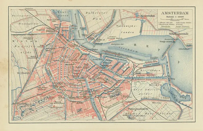 Framed Print : Old chromolithograph map of Amsterdam, capital and most populous city of the Netherlands Framed Print : Old chromolithograph map of Amsterdam, capital and most populous city of the Netherlands
