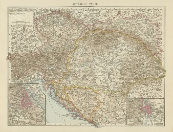 Framed Print : Old chromolithograph map of Austria-Hungary Framed Print : Old chromolithograph map of Austria-Hungary