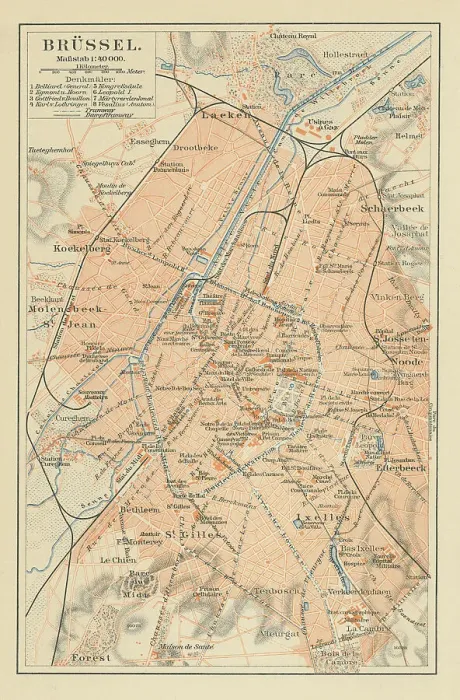 Framed Print : Old chromolithograph map of Brussels, officially the Brussels-Capital Region, region of Belgium comprising 19 municipalities, including the City of Brussels, which is the capital of Belgium Framed Print : Old chromolithograph map of Brussels, officially the Brussels-Capital Region, region of Belgium comprising 19 municipalities, including the City of Brussels, which is the capital of Belgium