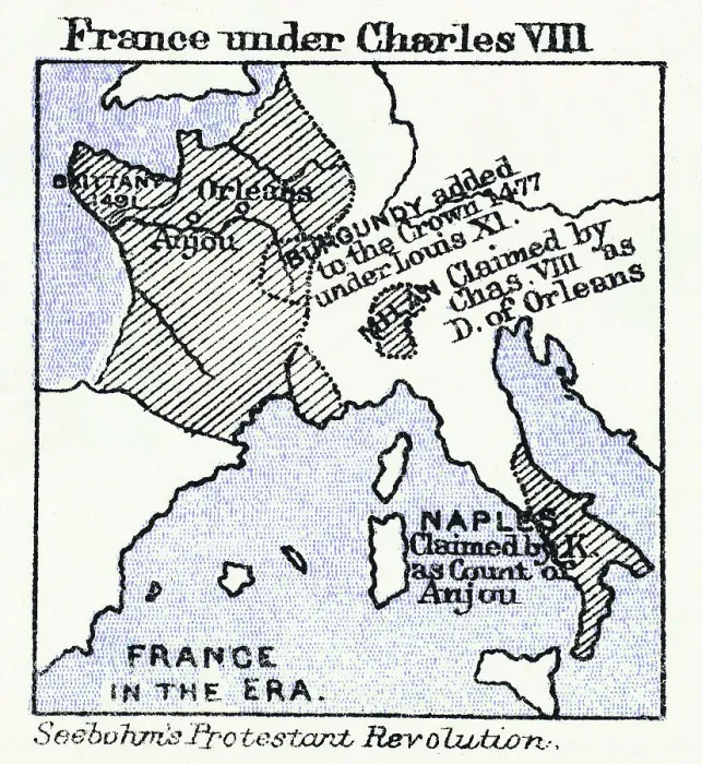 Framed Print : Old chromolithograph map of France under Charles VIII Framed Print : Old chromolithograph map of France under Charles VIII