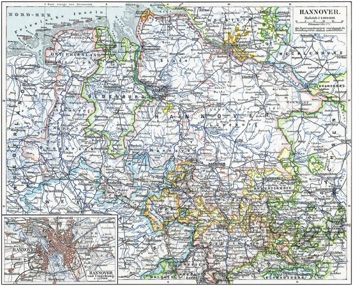 Framed Print : Old chromolithograph map of Hanover, capital and largest city of the German state of Lower Saxony Framed Print : Old chromolithograph map of Hanover, capital and largest city of the German state of Lower Saxony