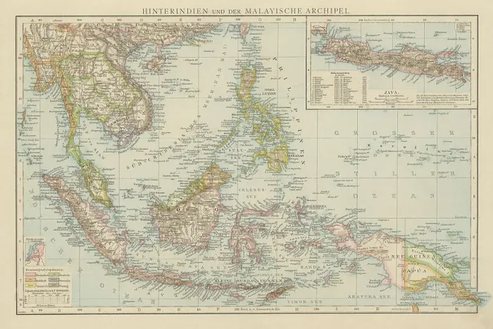 Framed Print : Old chromolithograph map of India and Malay Archipelago Framed Print : Old chromolithograph map of India and Malay Archipelago