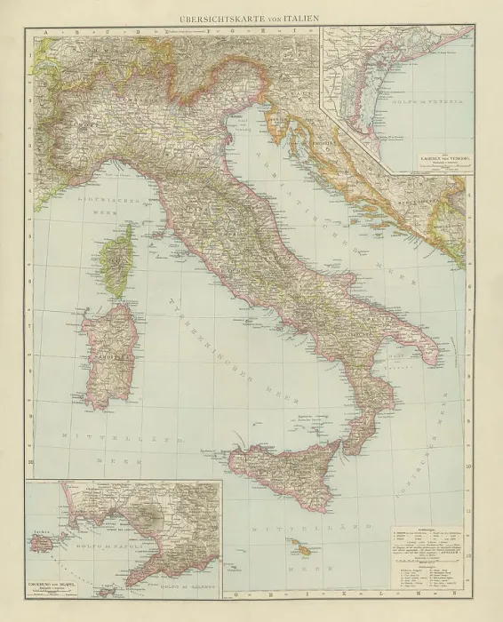 Framed Print : Old chromolithograph map of Italy and Islands Framed Print : Old chromolithograph map of Italy and Islands
