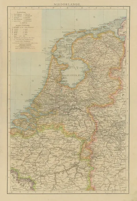 Framed Print : Old chromolithograph map of Netherlands Framed Print : Old chromolithograph map of Netherlands