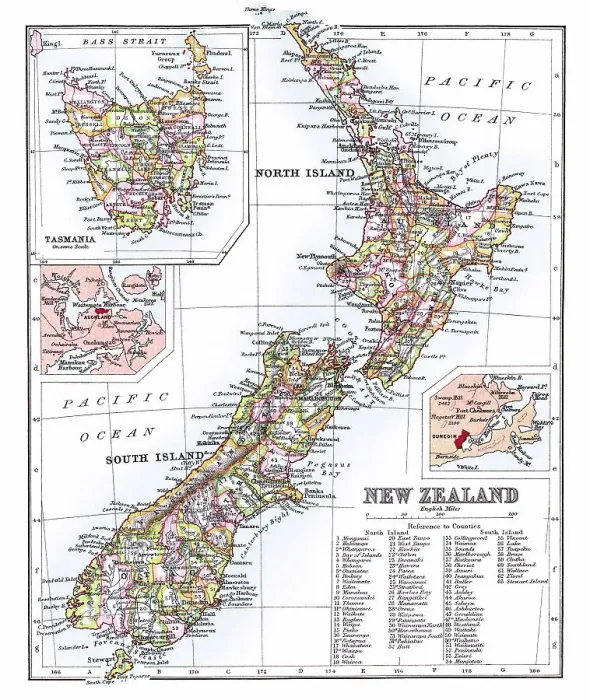 Framed Print : Old chromolithograph map of New Zealand Islands Framed Print : Old chromolithograph map of New Zealand Islands