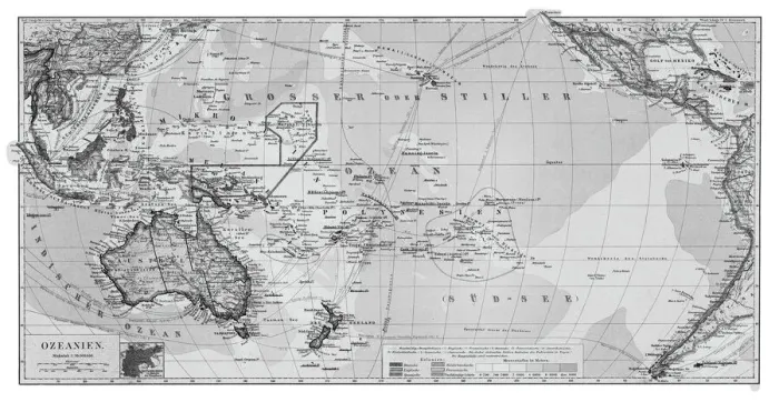 Framed Print : Old chromolithograph map of Oceania Framed Print : Old chromolithograph map of Oceania