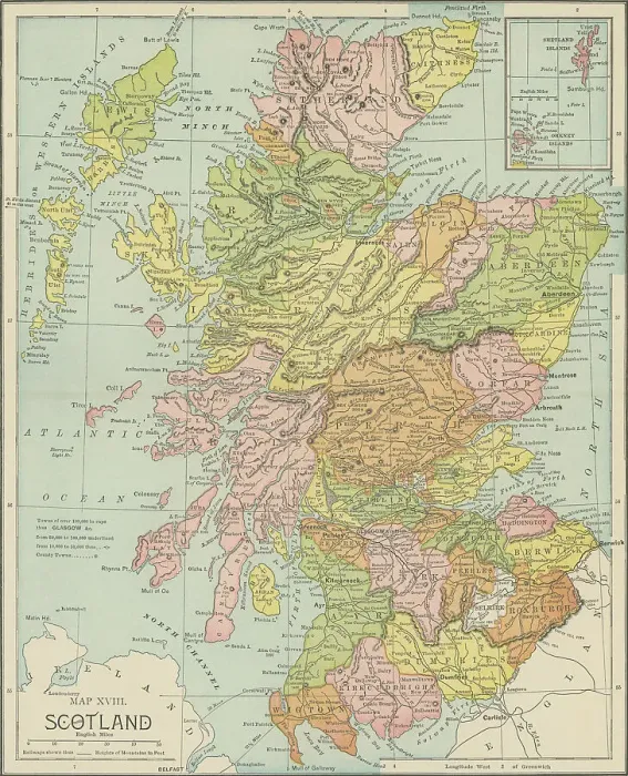 Framed Print : Old chromolithograph map of Scotland Framed Print : Old chromolithograph map of Scotland