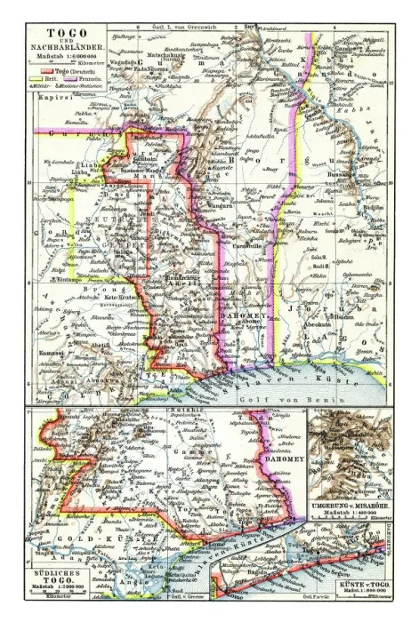 Framed Print : Old chromolithograph map of Togo, country in West Africa Framed Print : Old chromolithograph map of Togo, country in West Africa