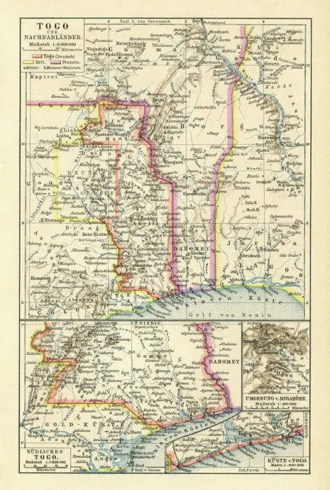 Framed Print : Old chromolithograph map of Togo, country in West Africa Framed Print : Old chromolithograph map of Togo, country in West Africa