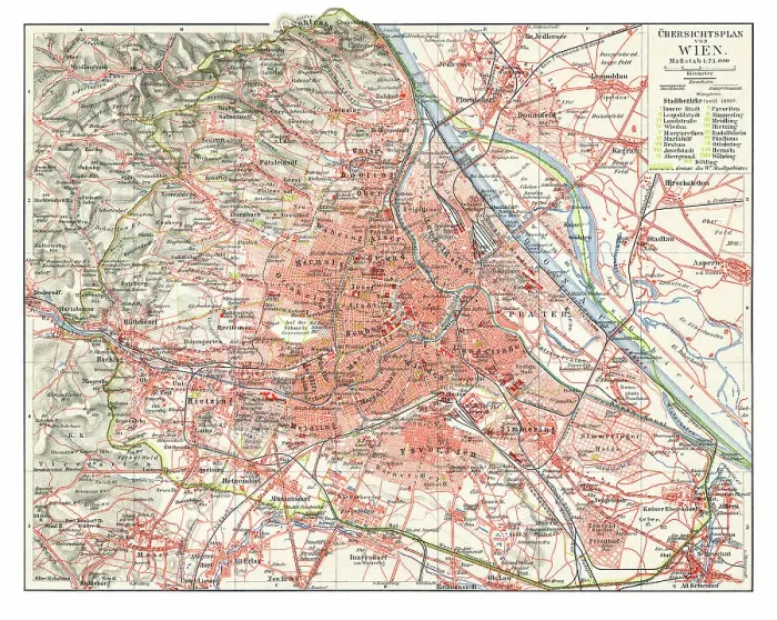 Framed Print : Old chromolithograph map of Vienna, national capital, largest city, and one of nine states of Austria Framed Print : Old chromolithograph map of Vienna, national capital, largest city, and one of nine states of Austria