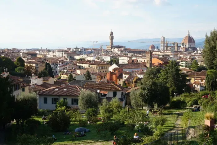 Framed Print : Old city of Florence and Rose Garden, Italy Framed Print : Old city of Florence and Rose Garden, Italy