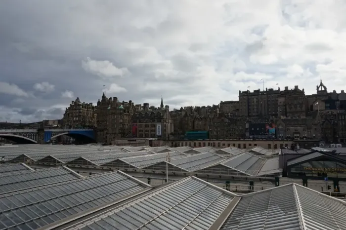 Framed Print : Old City and Rooftops of Waverley Station, Edinburgh, United Kingdom Framed Print : Old City and Rooftops of Waverley Station, Edinburgh, United Kingdom