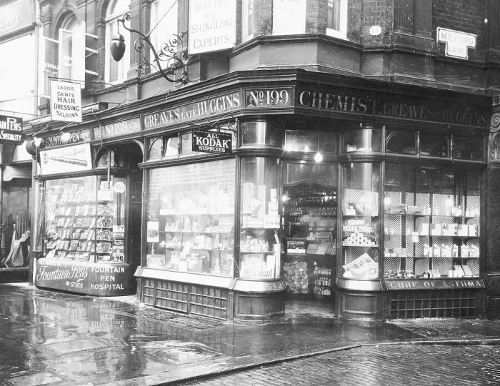 Framed Print : Old Drugstore in London Framed Print : Old Drugstore in London