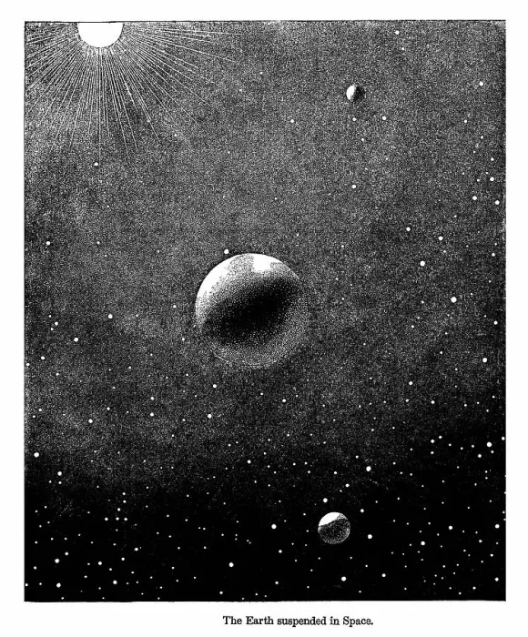Framed Print : Old engraved illustration of Astronomy - The Earth suspended in Space Framed Print : Old engraved illustration of Astronomy - The Earth suspended in Space