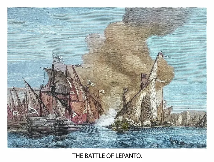 Framed Print : Old engraved illustration of The Battle of Lepanto, naval engagement that took place on 7 October 1571 Framed Print : Old engraved illustration of The Battle of Lepanto, naval engagement that took place on 7 October 1571