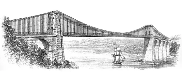 Framed Print : Old engraved illustration of Bridges - The Menai Suspension Bridge, Popular Encyclopedia Published 1894 Framed Print : Old engraved illustration of Bridges - The Menai Suspension Bridge, Popular Encyclopedia Published 1894
