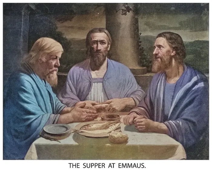 Framed Print : Old engraved illustration of Christ at Emmaus, the Supper at Emmaus Framed Print : Old engraved illustration of Christ at Emmaus, the Supper at Emmaus