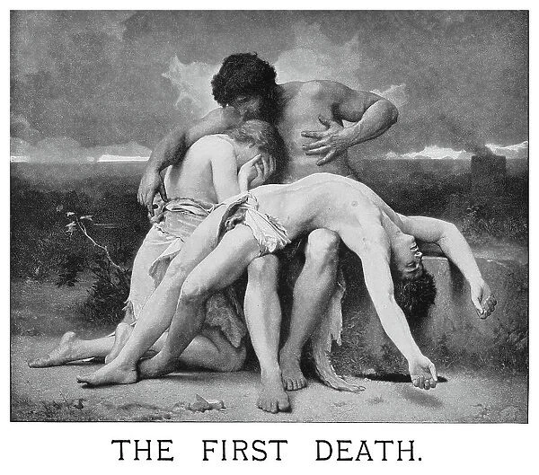 Old engraved illustration of the first death - murder of Abel