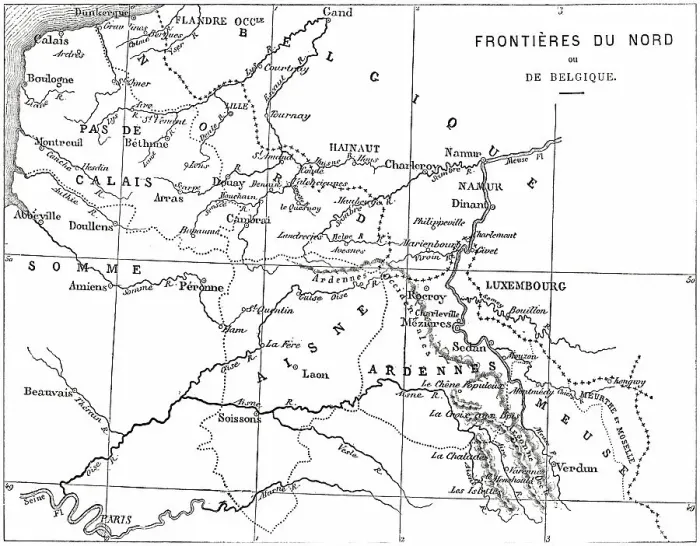 Framed Print : Old engraved illustration of France and Belgium border map Framed Print : Old engraved illustration of France and Belgium border map