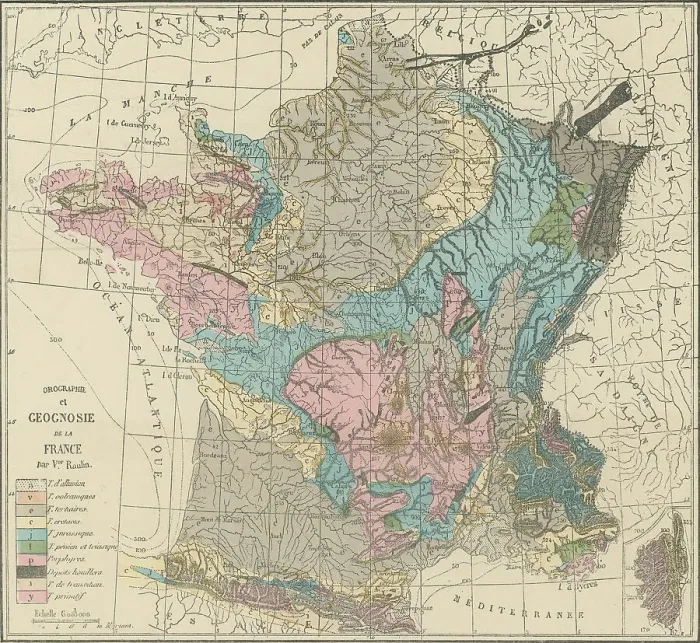 Framed Print : Old engraved illustration of France geological map Framed Print : Old engraved illustration of France geological map