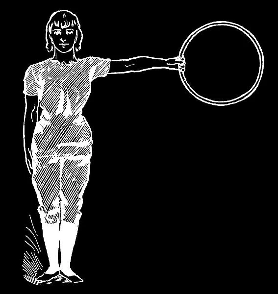 Old engraved illustration of Hygienic Gymnastics, healthy lifestyle - hoop exercises