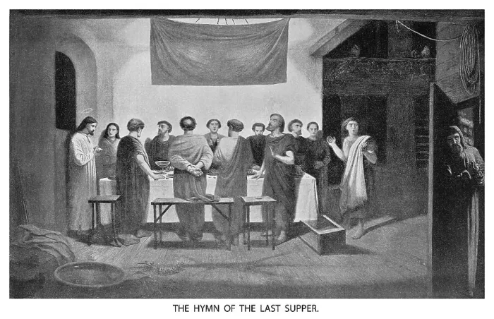 Framed Print : Old engraved illustration of the hymn of the Last Supper Framed Print : Old engraved illustration of the hymn of the Last Supper