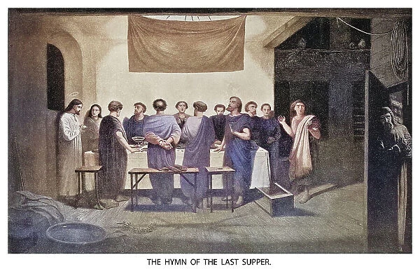 Old engraved illustration of the hymn of the Last Supper