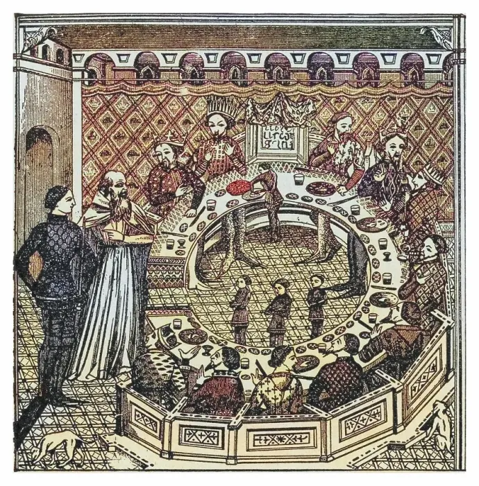 Framed Print : Old engraved illustration of King Arthur and his round table Framed Print : Old engraved illustration of King Arthur and his round table