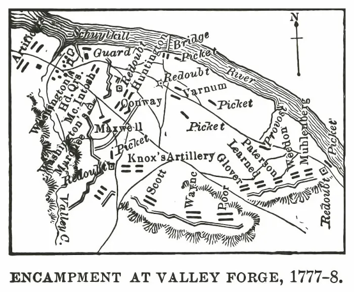 Framed Print : Old engraved illustration of map of encampment at Valley Forge (1777-1778) Framed Print : Old engraved illustration of map of encampment at Valley Forge (1777-1778)