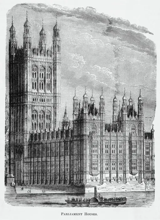 Framed Print : Old engraved illustration of Parliament Houses, The Palace of Westminster United Kingdom Framed Print : Old engraved illustration of Parliament Houses, The Palace of Westminster United Kingdom
