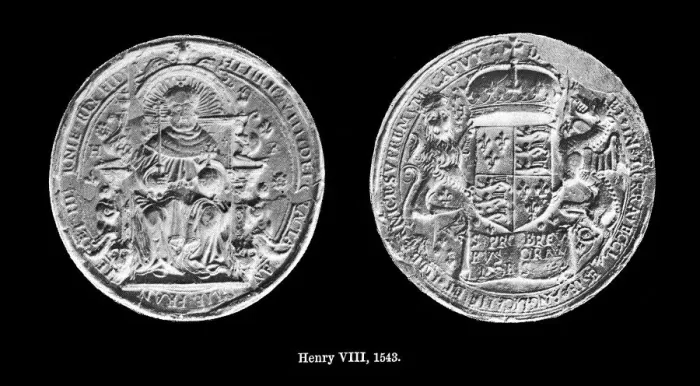Framed Print : Old engraved illustration of seal of Henry VIII, 1543 Framed Print : Old engraved illustration of seal of Henry VIII, 1543