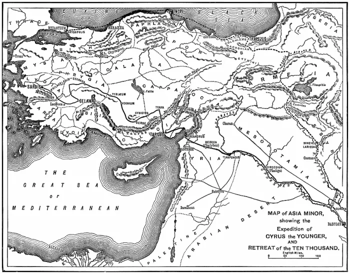 Framed Print : Old engraved map of Asia Minor showing the expedition of Cyrus the Younger and retreat of the Ten Thousand Framed Print : Old engraved map of Asia Minor showing the expedition of Cyrus the Younger and retreat of the Ten Thousand