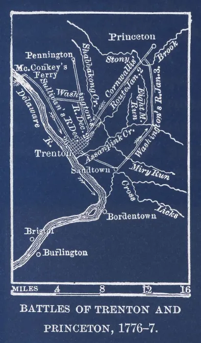 Framed Print : Old engraved map of the battle of Trenton and Princeton, 1776-1777