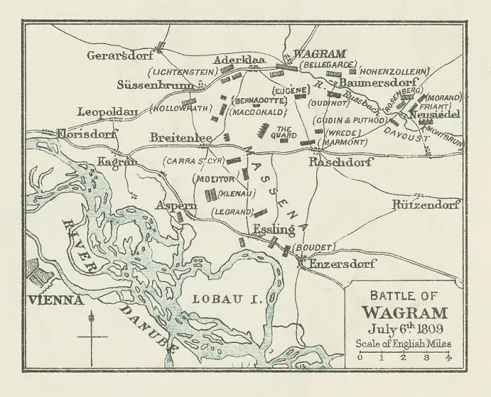 Framed Print : Old engraved map of Battle of Wagram (5 and 6 July 1809) Framed Print : Old engraved map of Battle of Wagram (5 and 6 July 1809)