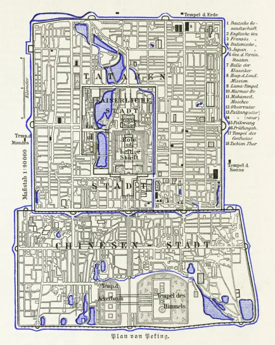 Framed Print : Old engraved map of Beijing city, worlds most populous national capital city, China Framed Print : Old engraved map of Beijing city, worlds most populous national capital city, China