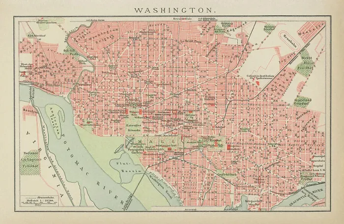 Framed Print : Old engraved map of City of Washington, USA Framed Print : Old engraved map of City of Washington, USA