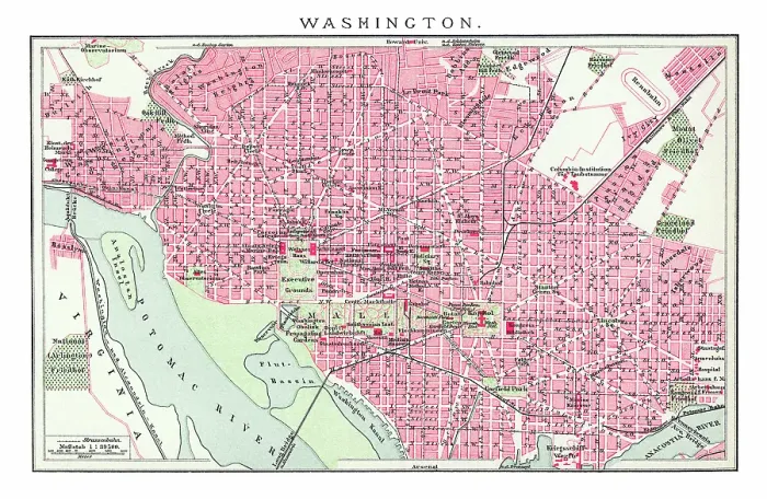 Framed Print : Old engraved map of City of Washington, USA Framed Print : Old engraved map of City of Washington, USA