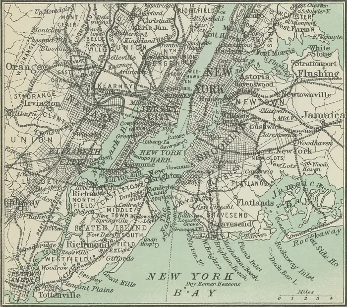 Framed Print : Old engraved map of New York City, USA