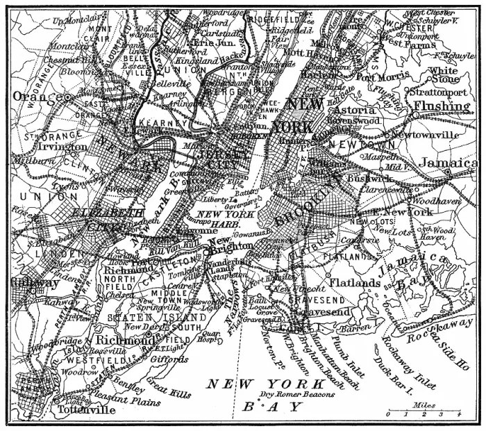 Framed Print : Old engraved map of New York City, USA Framed Print : Old engraved map of New York City, USA
