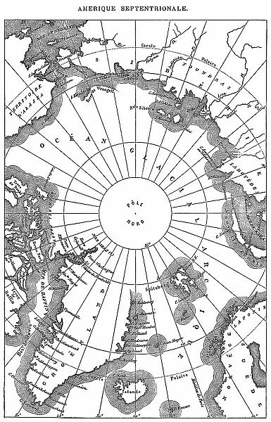 Old engraved map of North Polar Regions