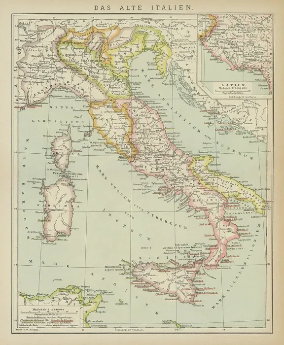 Framed Print : Old engraved map of the Old Italy