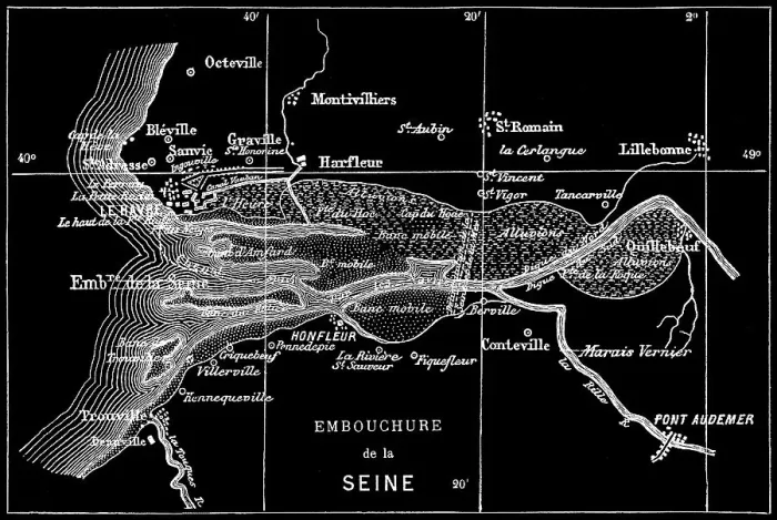 Framed Print : Old engraved map of Seine River, a 777-kilometre-long (483 mi) river in northern France